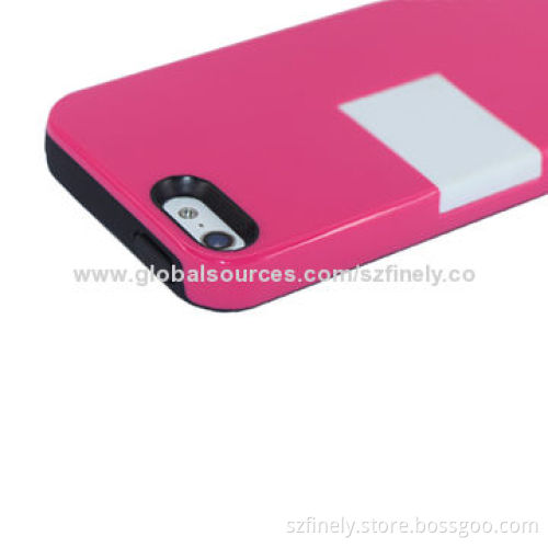Hard Cases for iPhone 5/5S, PC + TPE Materials, Double Injection with Black Camera Ring